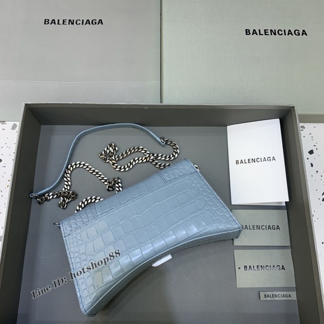 Balenciaga專櫃爆款鱷魚紋鏈條包女士肩背包 巴黎世家沙漏鏈條斜挎包 fyj1887